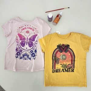 The Childrens Place Dreamer Butterfly Tees - Pink and Goldenrod